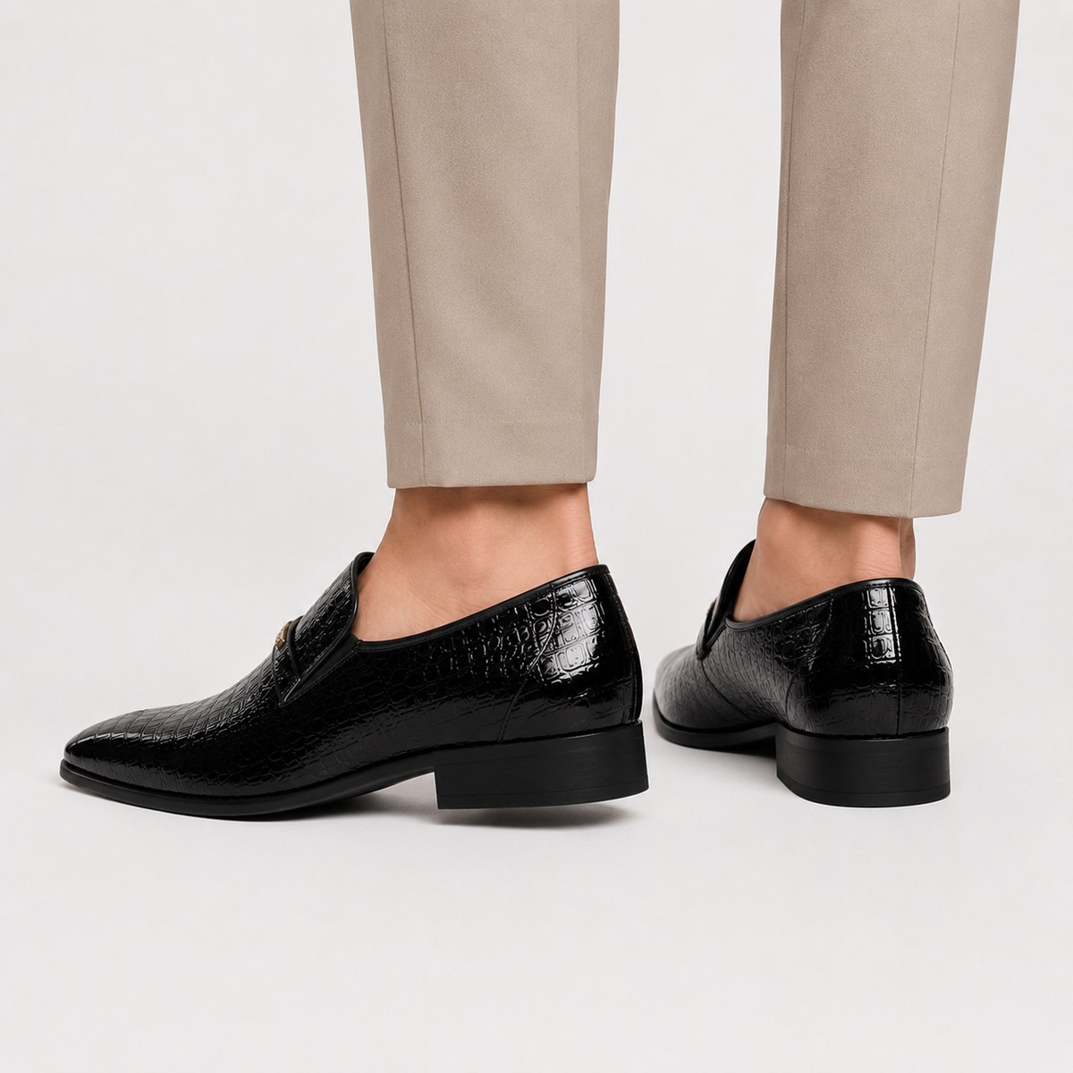 Men's Crocodile Print Loafers - Business Casual Shoes