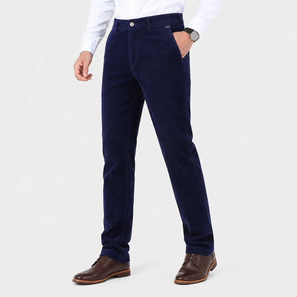 Men's Corduroy Pants - 98% Cotton Straight Leg Trousers