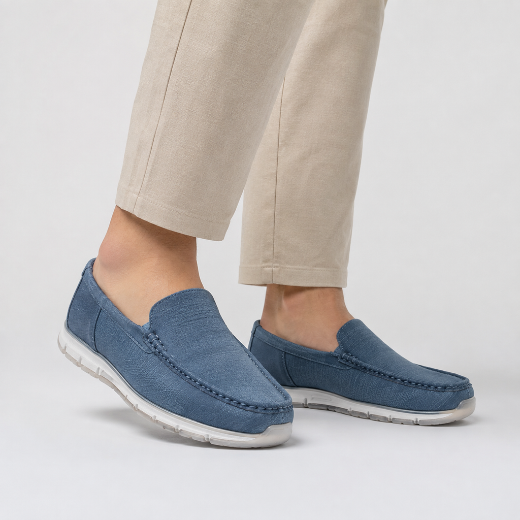 Men's Faux Suede Loafers - Slip-On Rubber Sole Shoes