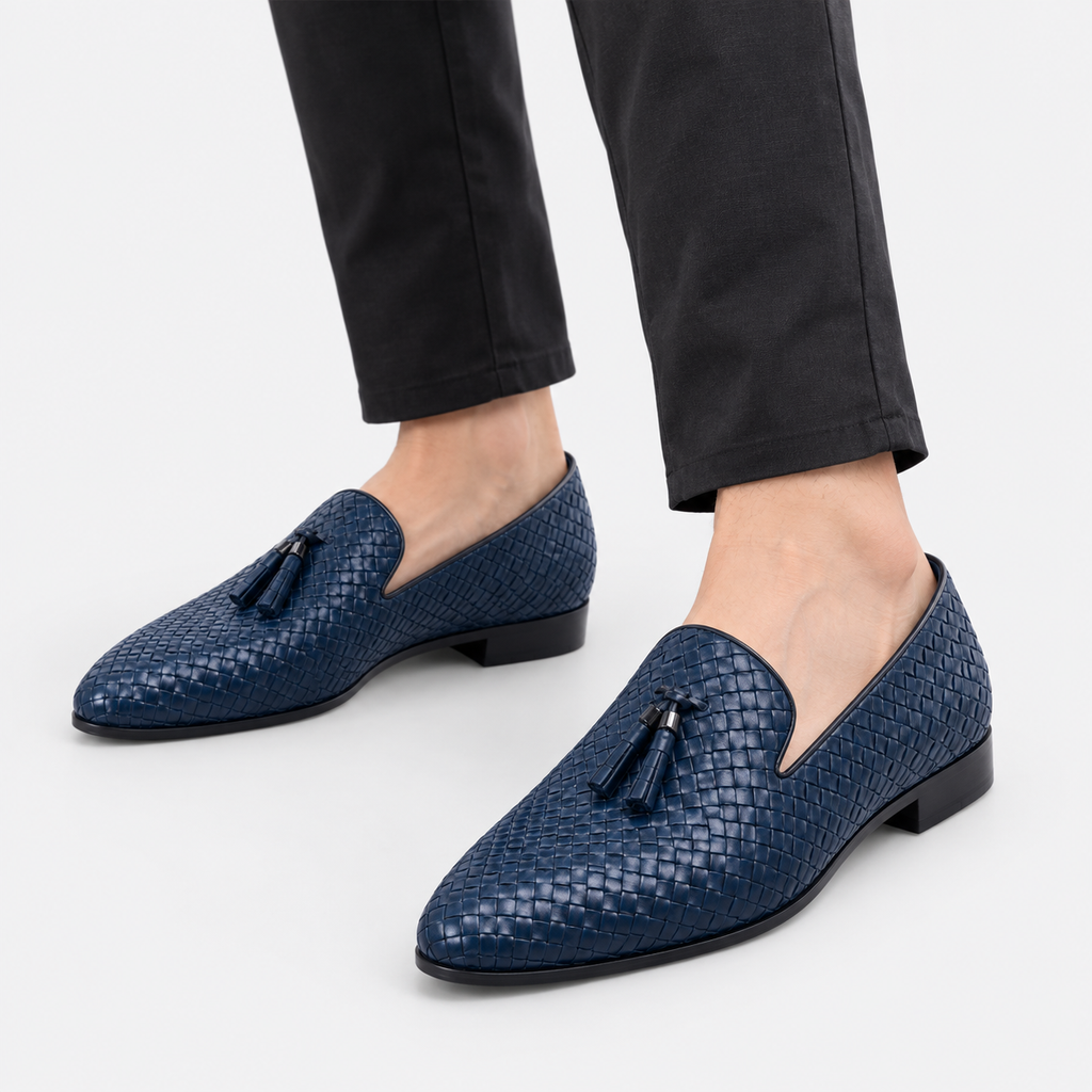 Men's Woven Leather Loafers - Casual Summer Shoes