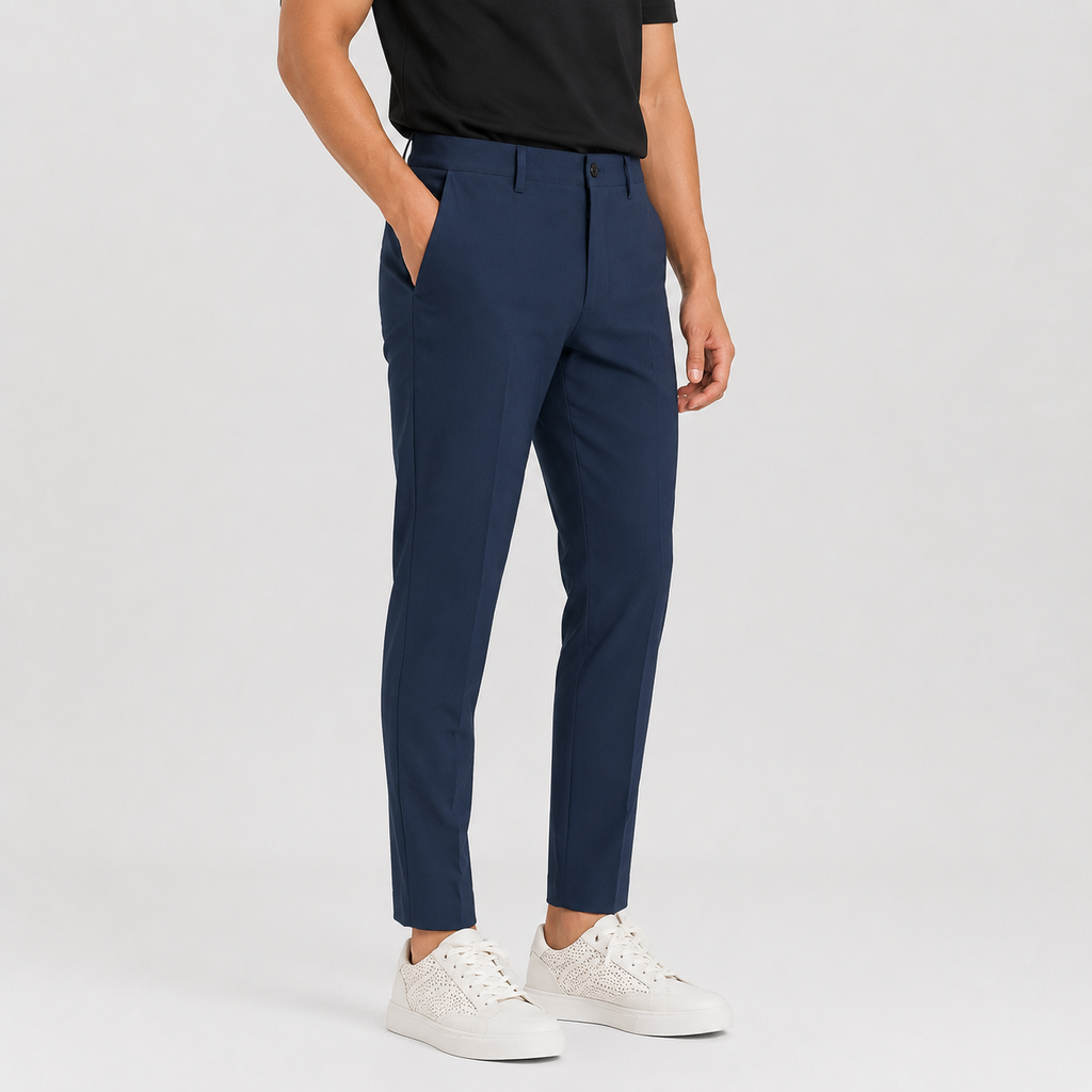 Men's Ankle-Banded Pants - Loose Fit Polyester Trousers