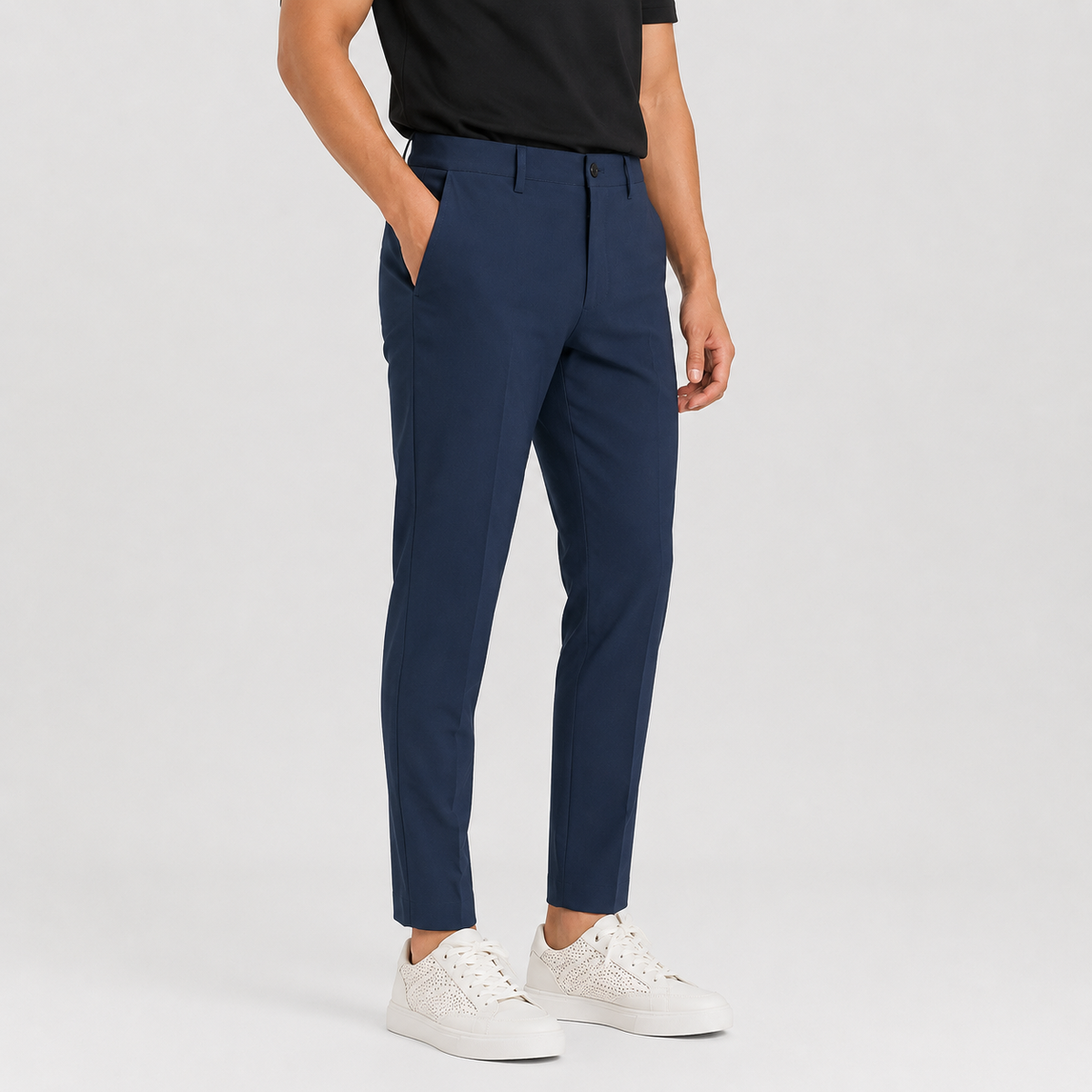 Men's Ankle-Banded Pants - Loose Fit Polyester Trousers