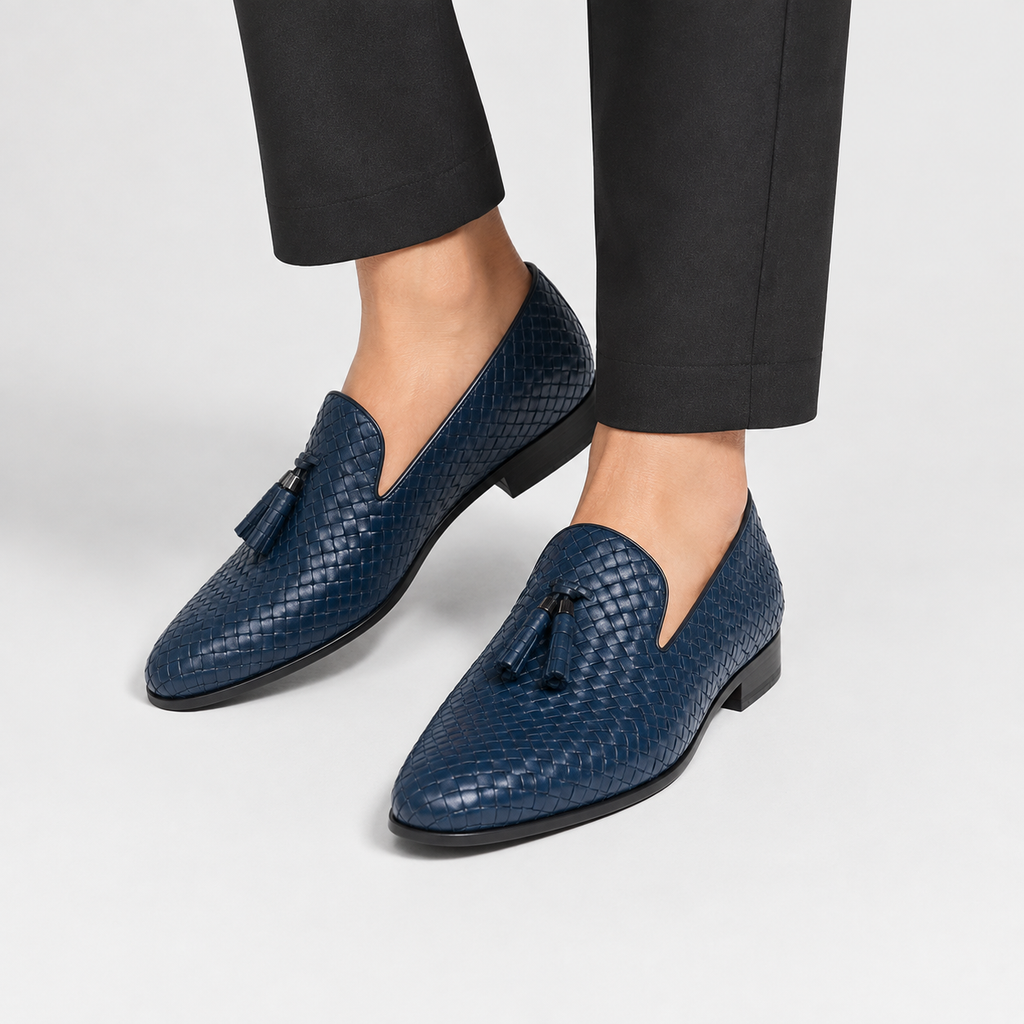 Men's Woven Leather Loafers - Casual Summer Shoes