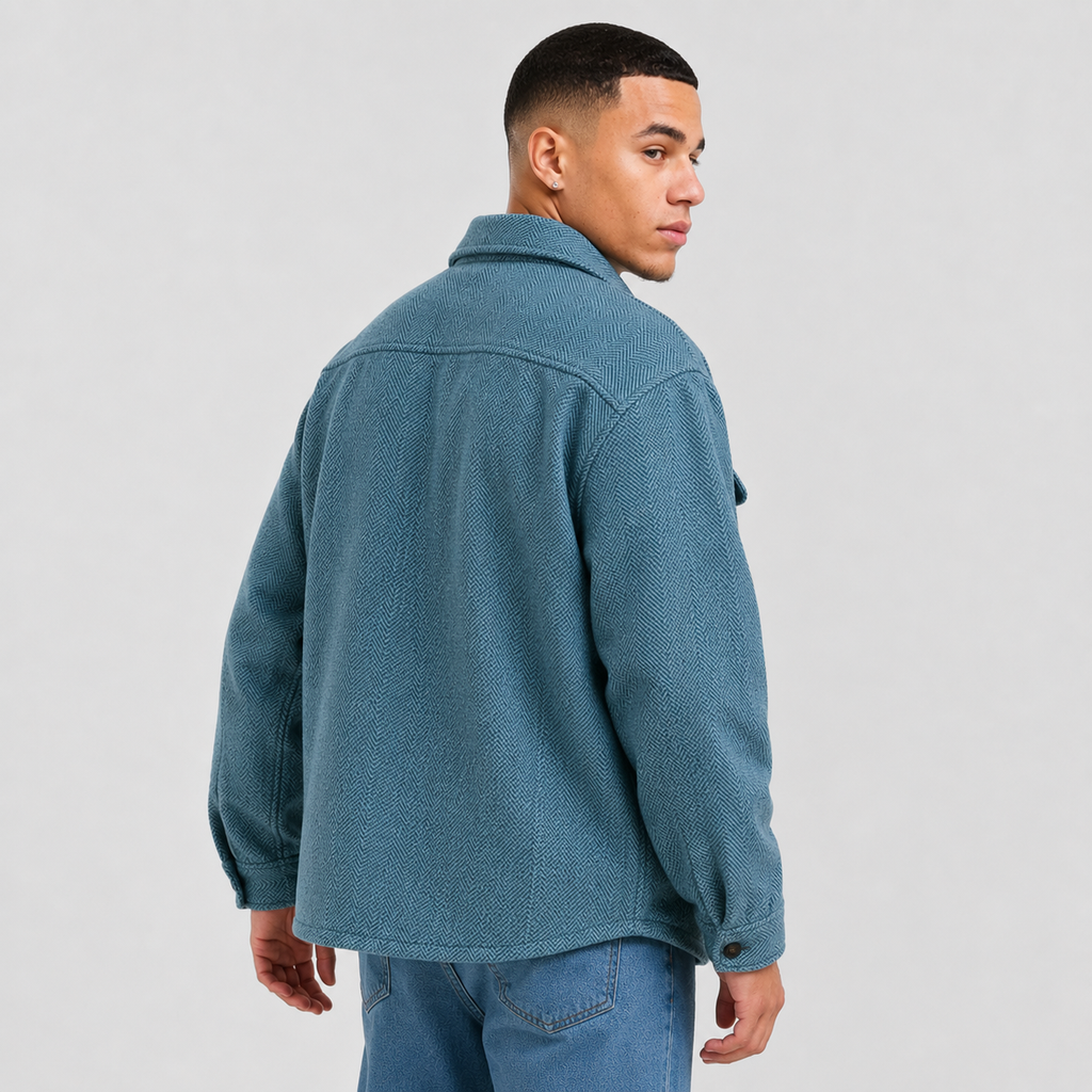 Men's Polo Collar Jacket - Polyester Long Sleeve