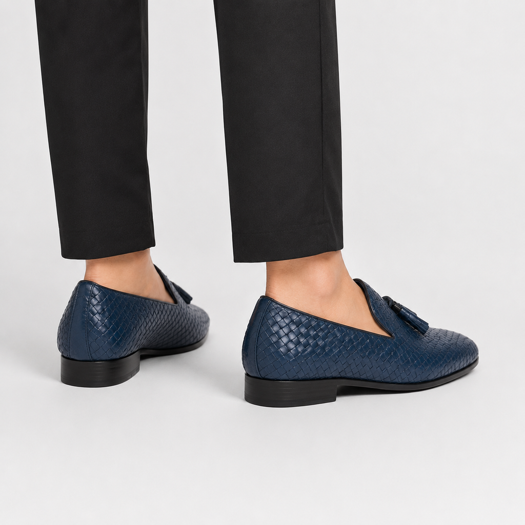 Men's Woven Leather Loafers - Casual Summer Shoes