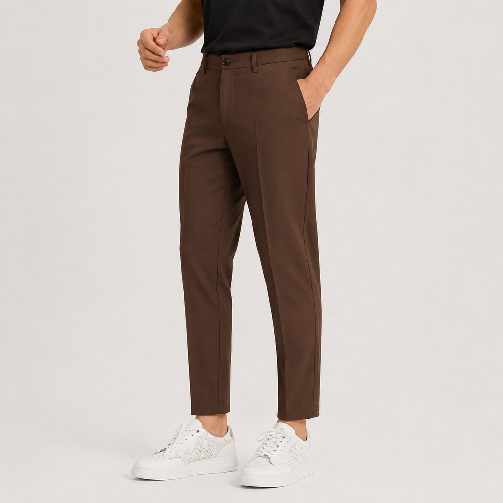Men's Ankle-Banded Pants - Loose Fit Polyester Trousers