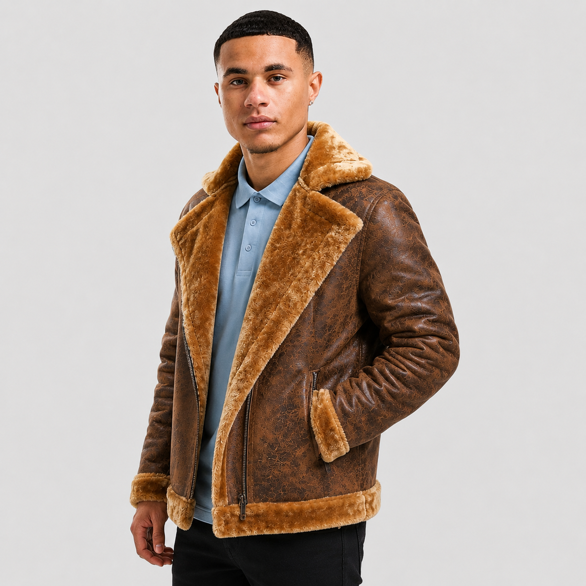 Men's Suede Jacket - Retro Winter Casual Coat