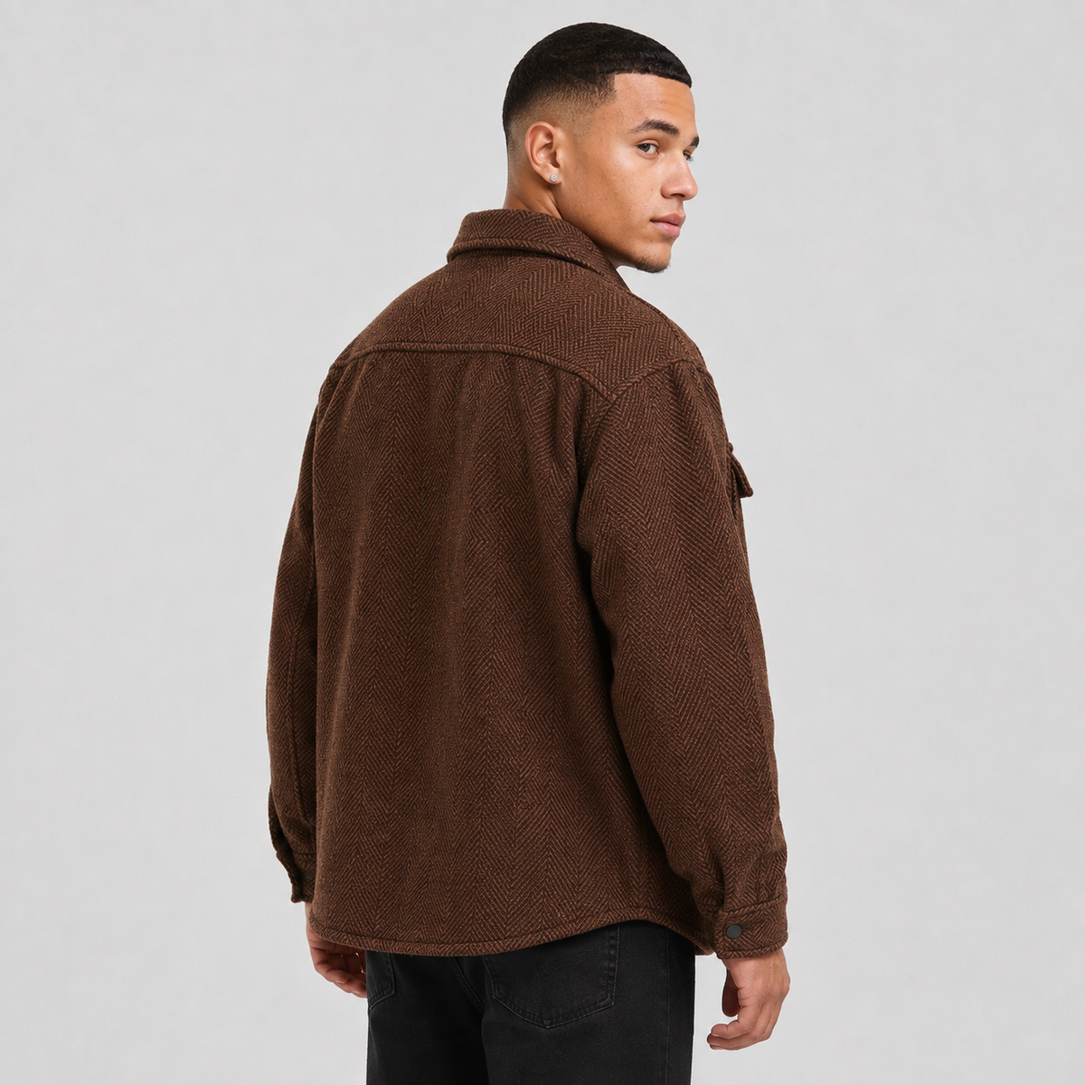 Men's Polo Collar Jacket - Polyester Long Sleeve