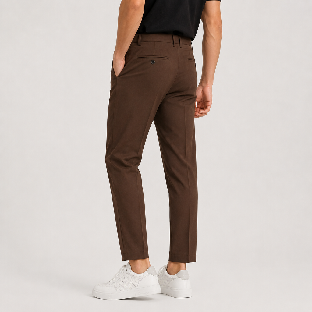 Men's Ankle-Banded Pants - Loose Fit Polyester Trousers