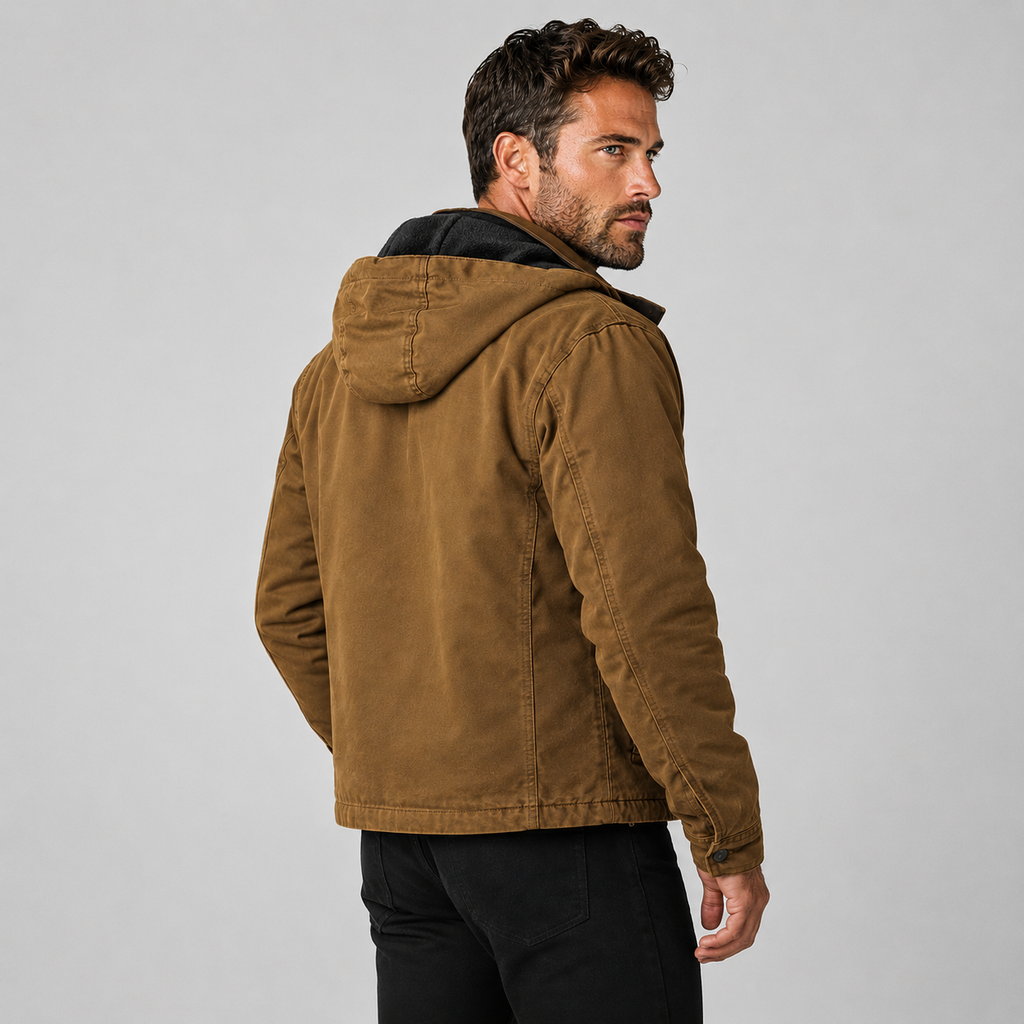 Men's Hooded Winter Coat - Long Loose Fit with Pockets