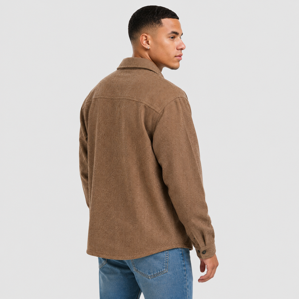 Men's Polo Collar Jacket - Polyester Long Sleeve