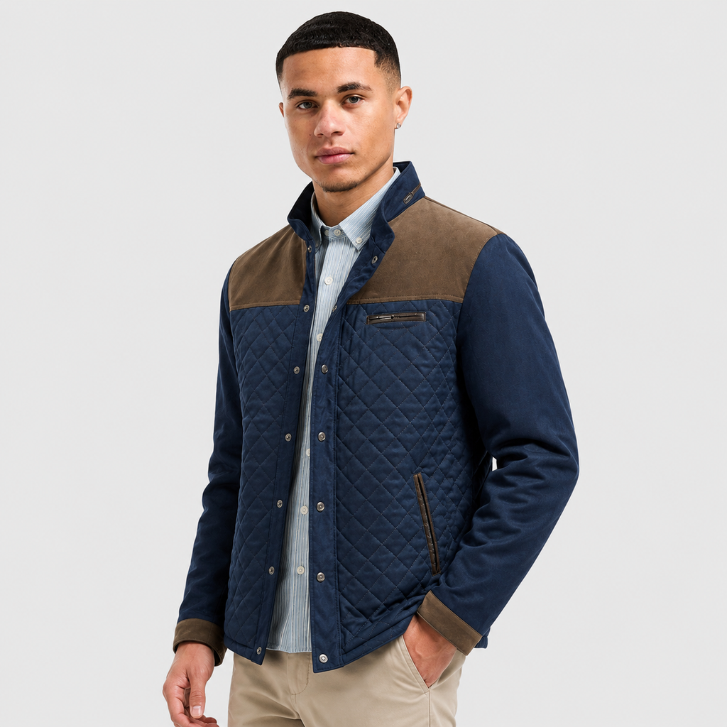 Men's Casual Jacket - Slim Fit Patchwork Spring Fall