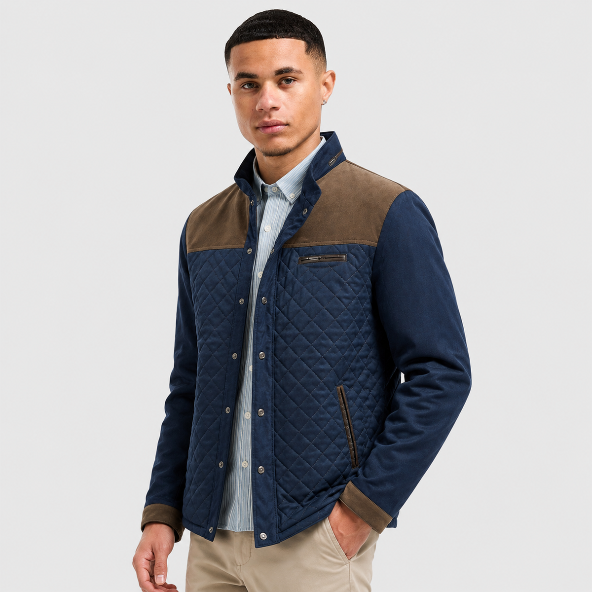 Men's Casual Jacket - Slim Fit Patchwork Spring Fall