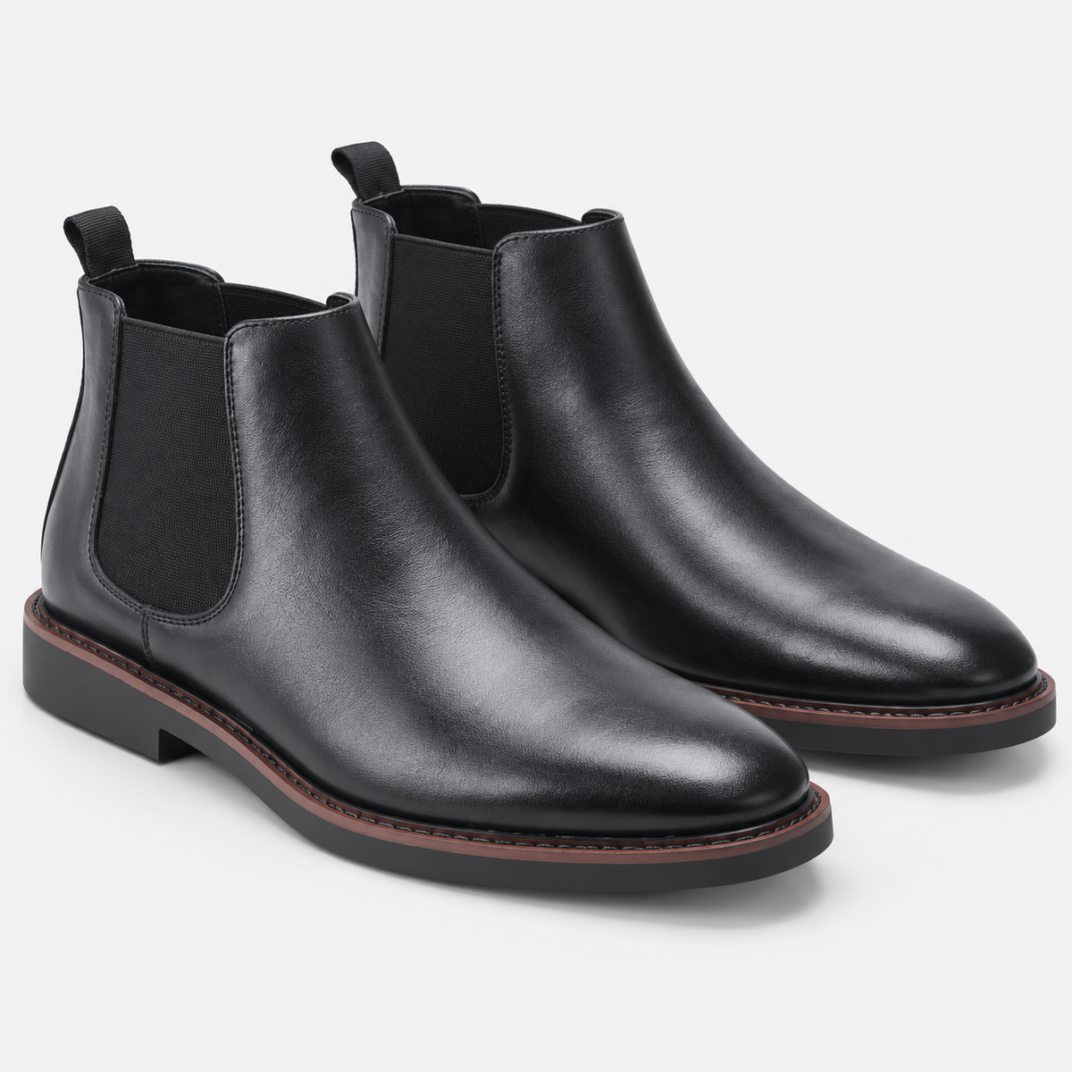 Men's Chelsea Boots - Vintage PU Round Toe Rubber Sole