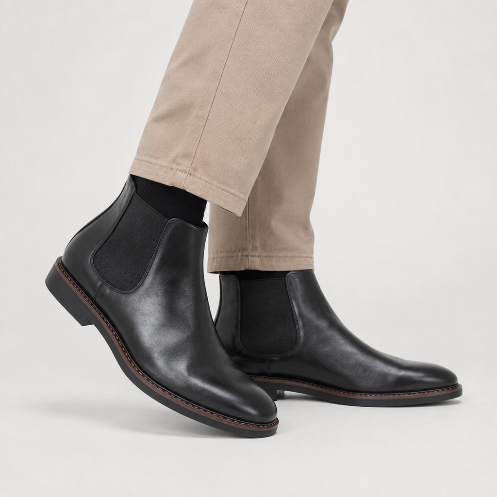 Men's Chelsea Boots - Vintage PU Round Toe Rubber Sole