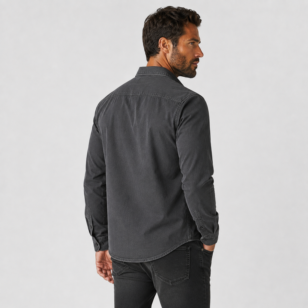 Men's Cotton Shirt - Long Sleeve Slim Fit Winter Shirt