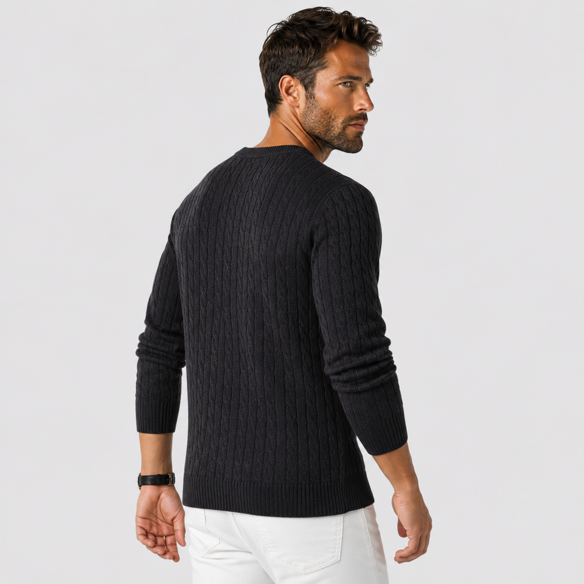 Men's Jacquard Sweater - Loose Fit Casual Pullover