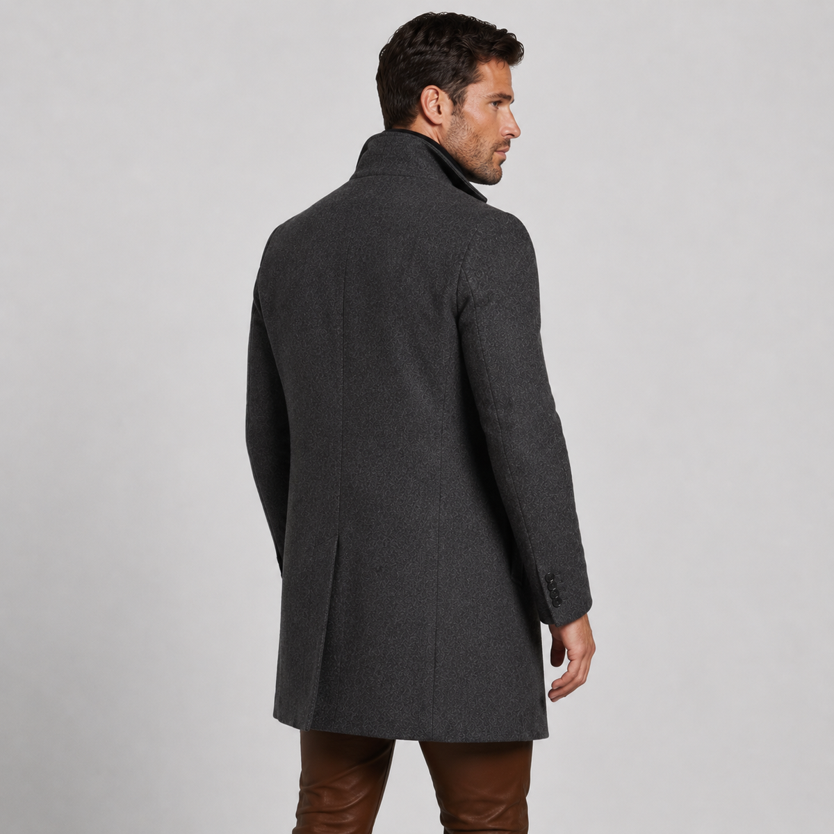 Men's Trench Coat - Mid-Length Single-Breasted Jacket