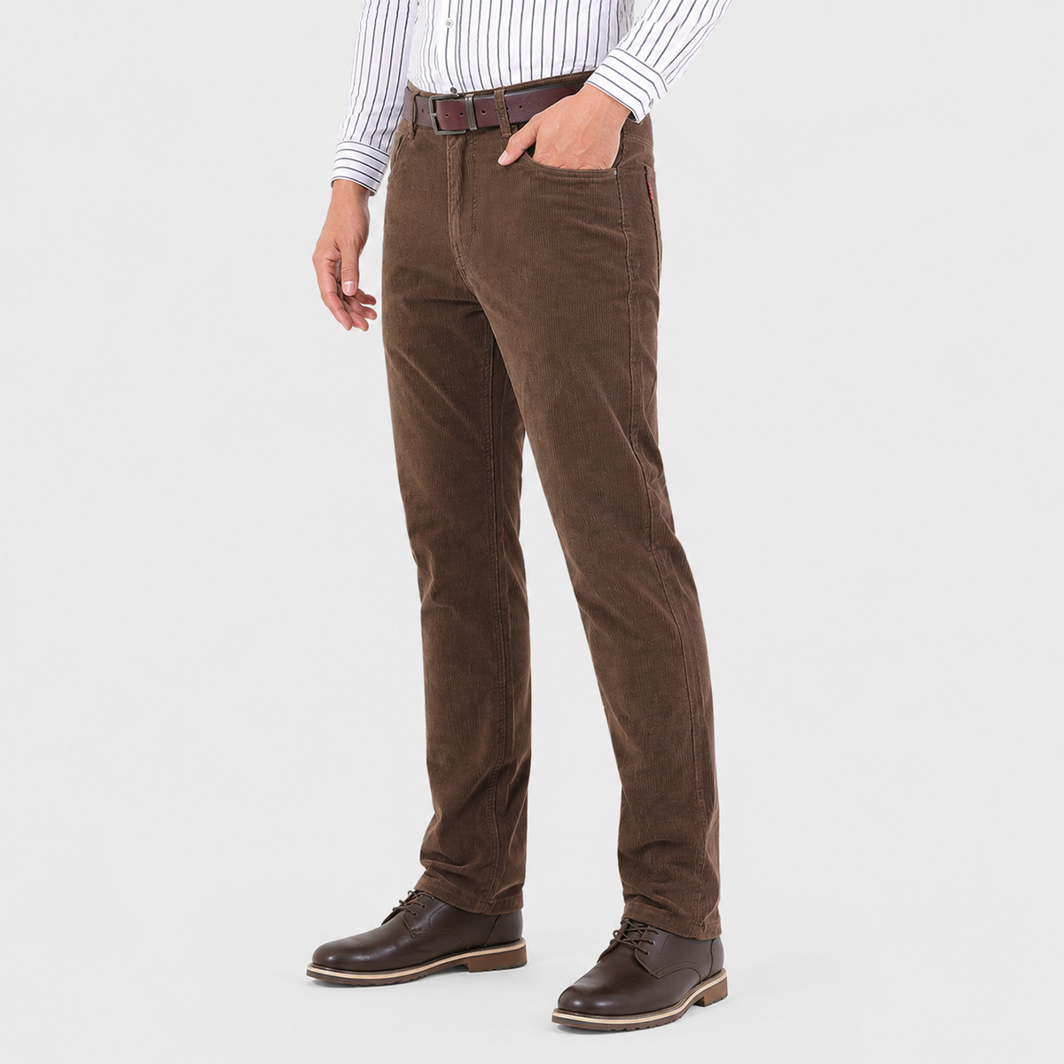 Men's Corduroy Pants - 98% Cotton Straight Leg Trousers