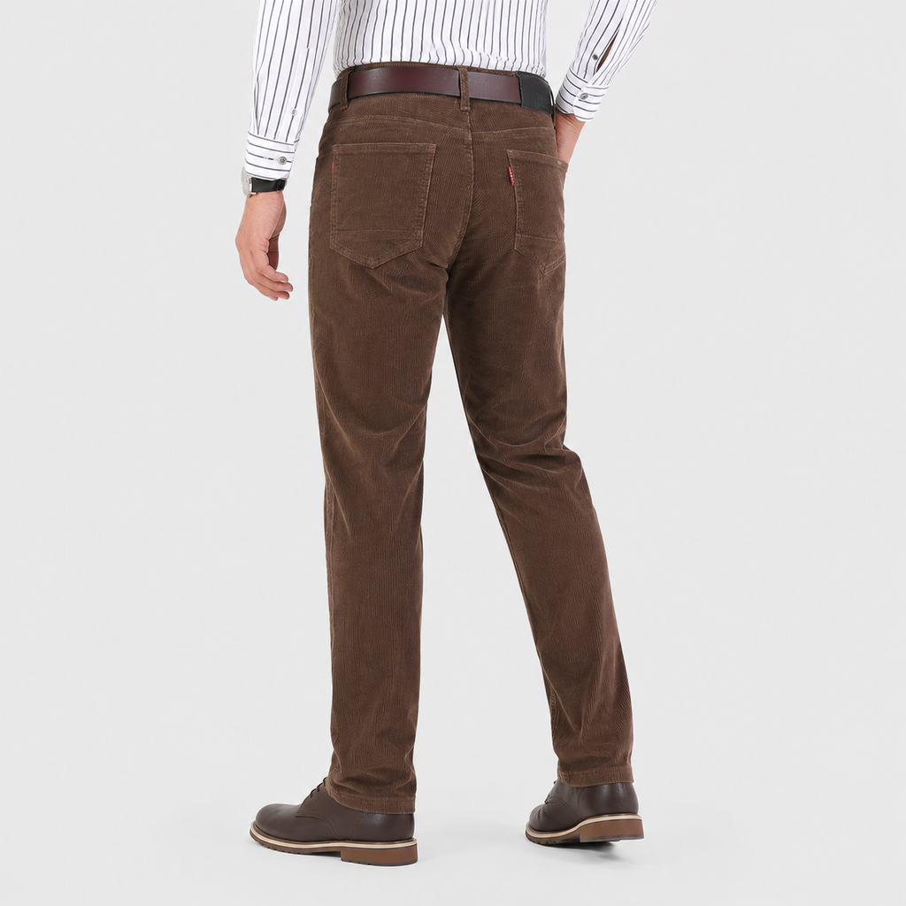 Men's Corduroy Pants - 98% Cotton Straight Leg Trousers