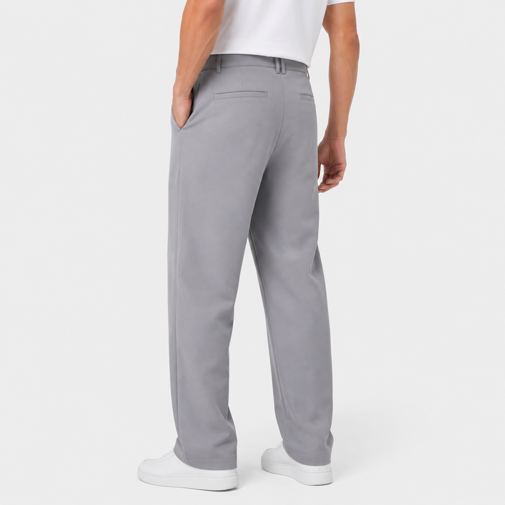 Men's Linen Blend Trousers - Straight Leg Slight Stretch