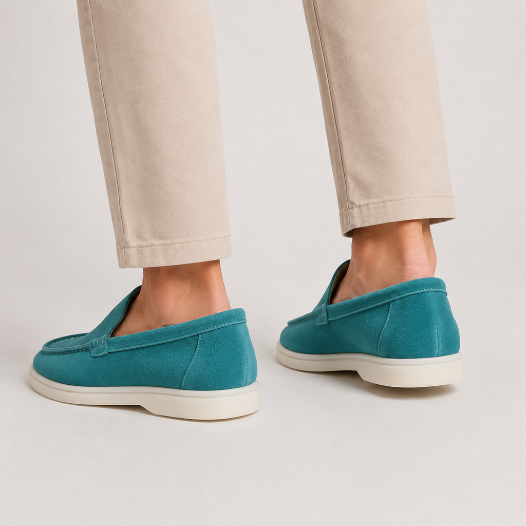 Men's Faux Suede Loafers - Slip-On Rubber Sole Shoes