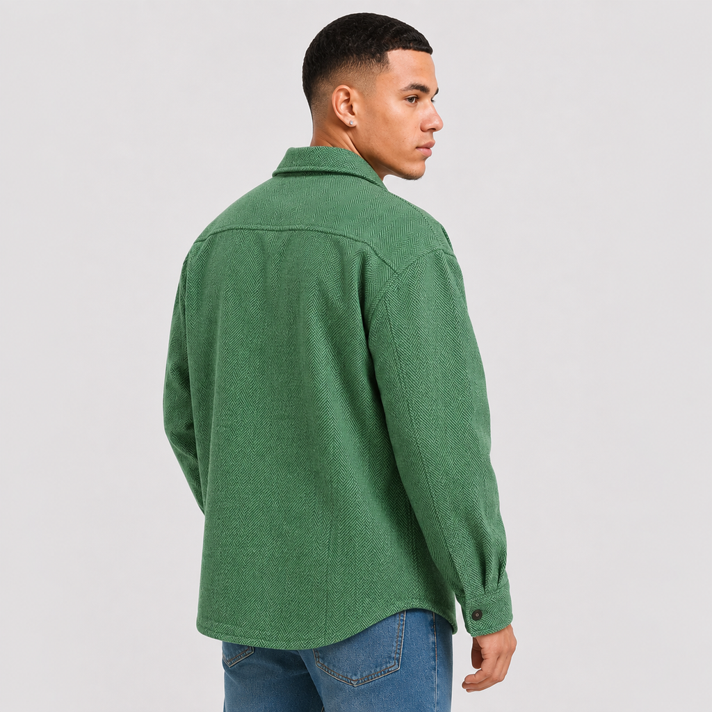 Men's Polo Collar Jacket - Polyester Long Sleeve