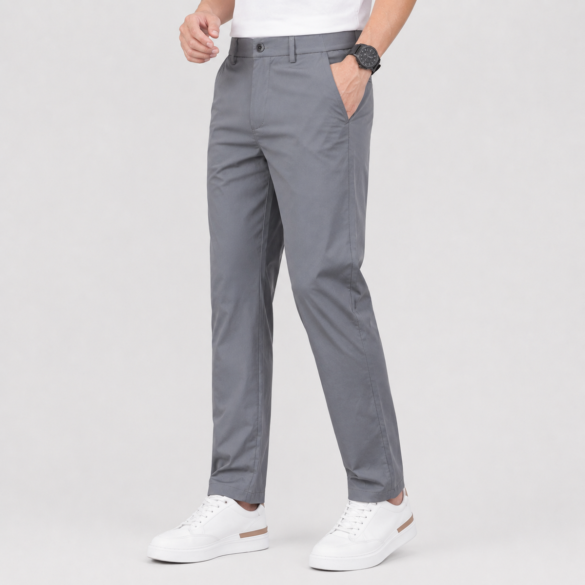 Men's Straight Leg Pants - Stretch Polyester Lightweight