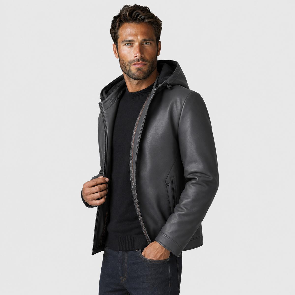 Men's Genuine Leather Jacket - Classic Casual Outerwear
