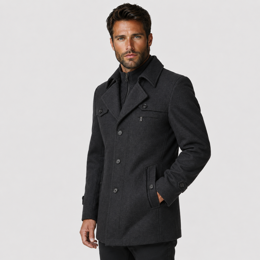 Men's Woolen Overcoat - Thick Single-Breasted Loose Fit