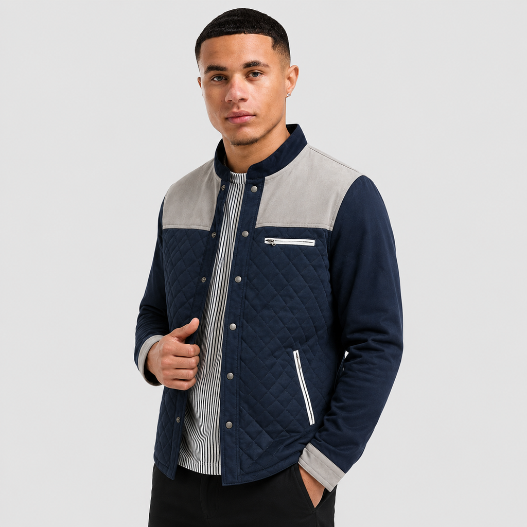 Men's Casual Jacket - Slim Fit Patchwork Spring Fall