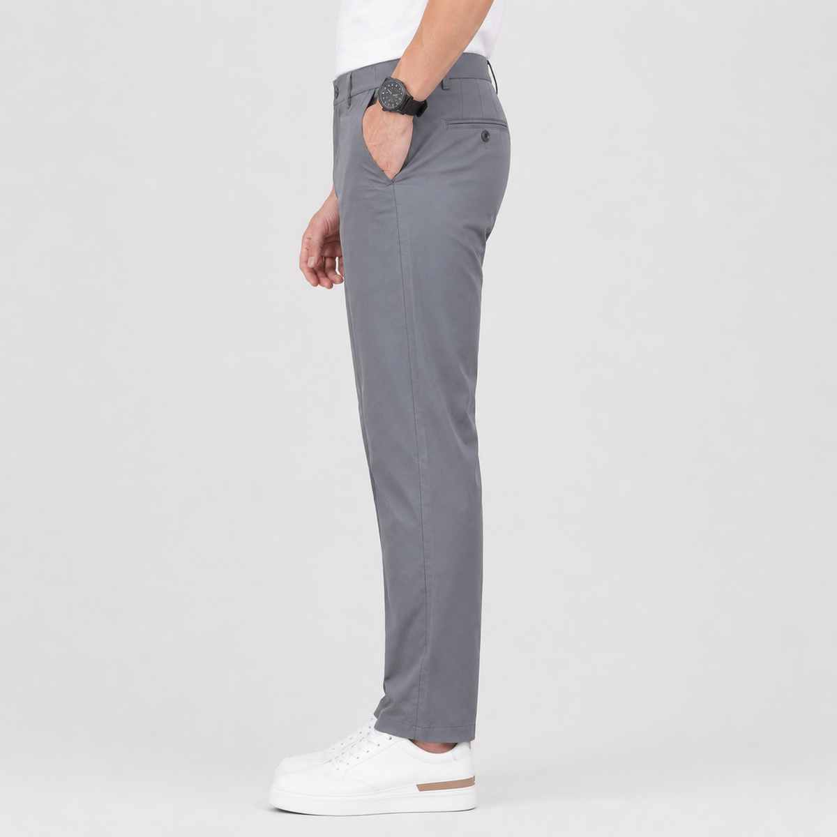 Men's Straight Leg Pants - Stretch Polyester Lightweight