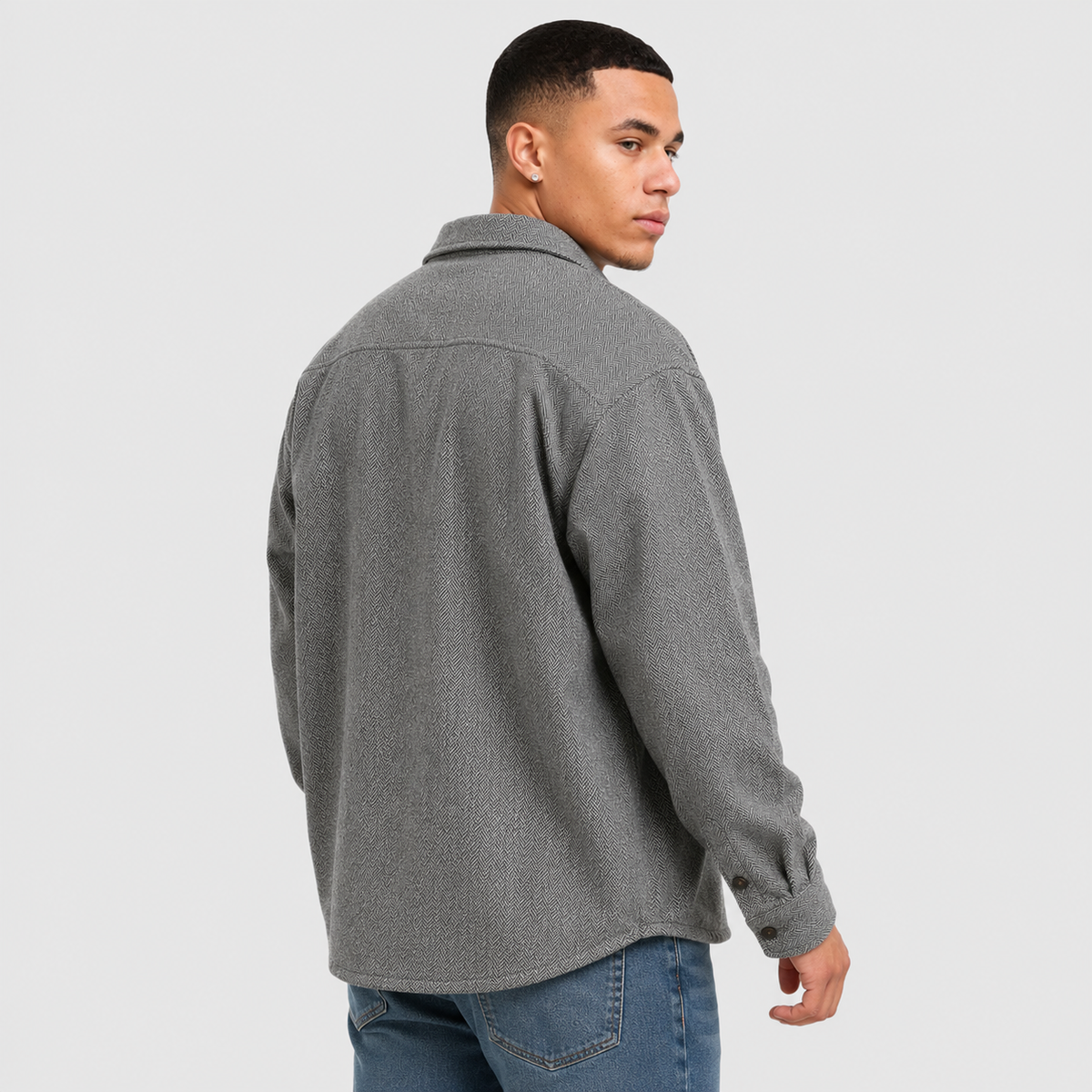 Men's Polo Collar Jacket - Polyester Long Sleeve