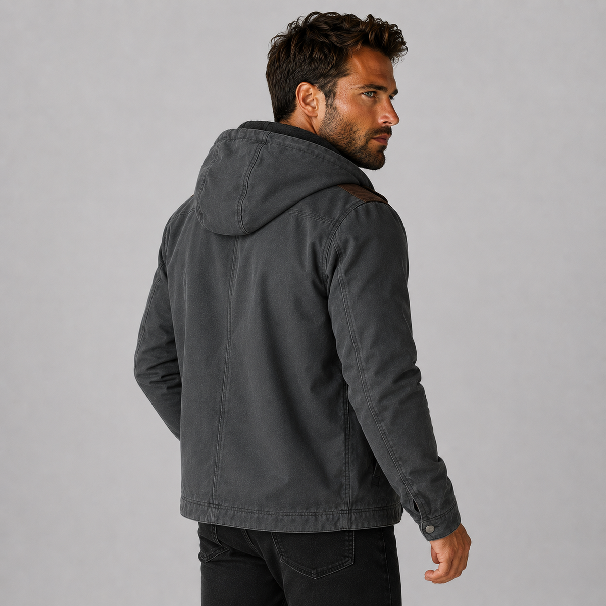 Men's Hooded Winter Coat - Long Loose Fit with Pockets
