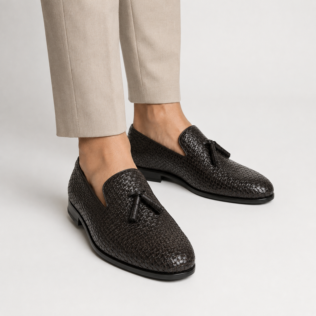 Men's Woven Leather Loafers - Casual Summer Shoes