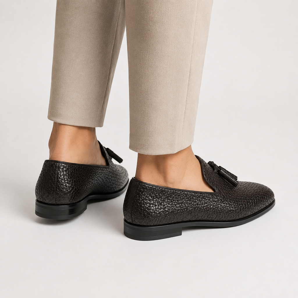 Men's Woven Leather Loafers - Casual Summer Shoes