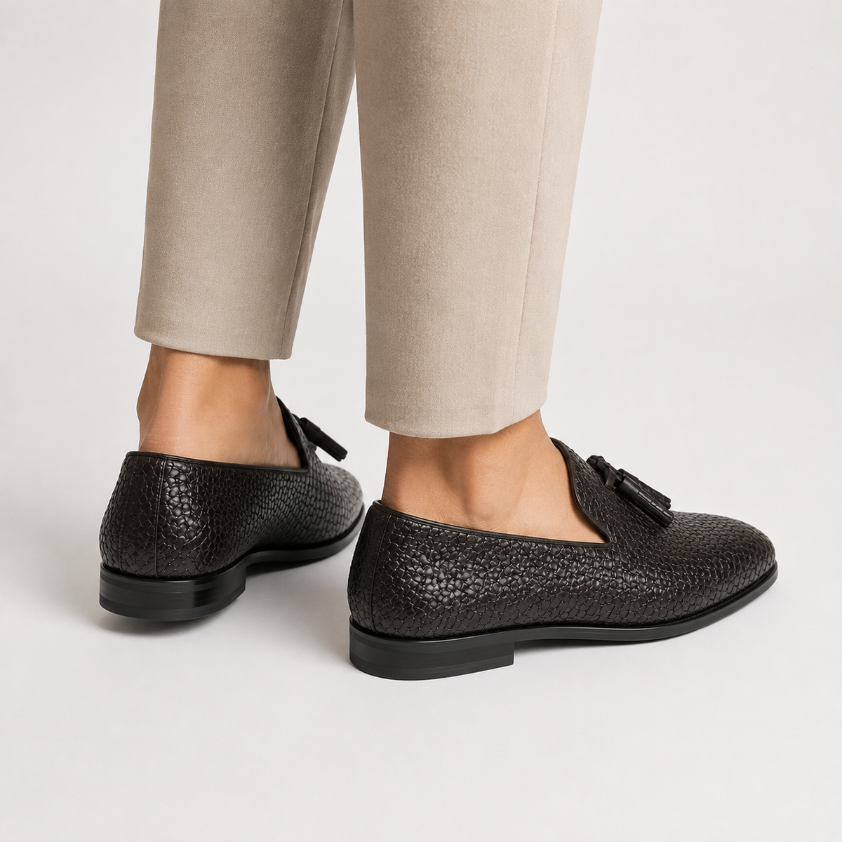 Men's Woven Leather Loafers - Casual Summer Shoes