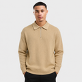 Men's Zip Polo Sweater - Slim Fit Long Sleeve Pullover
