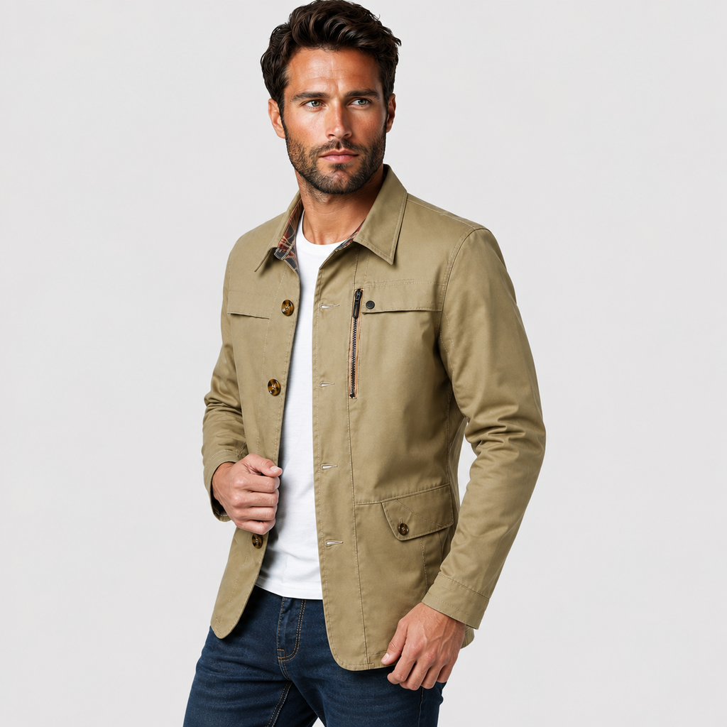 Men's Cotton Jacket - Slim Fit Lightweight Casual Jacket
