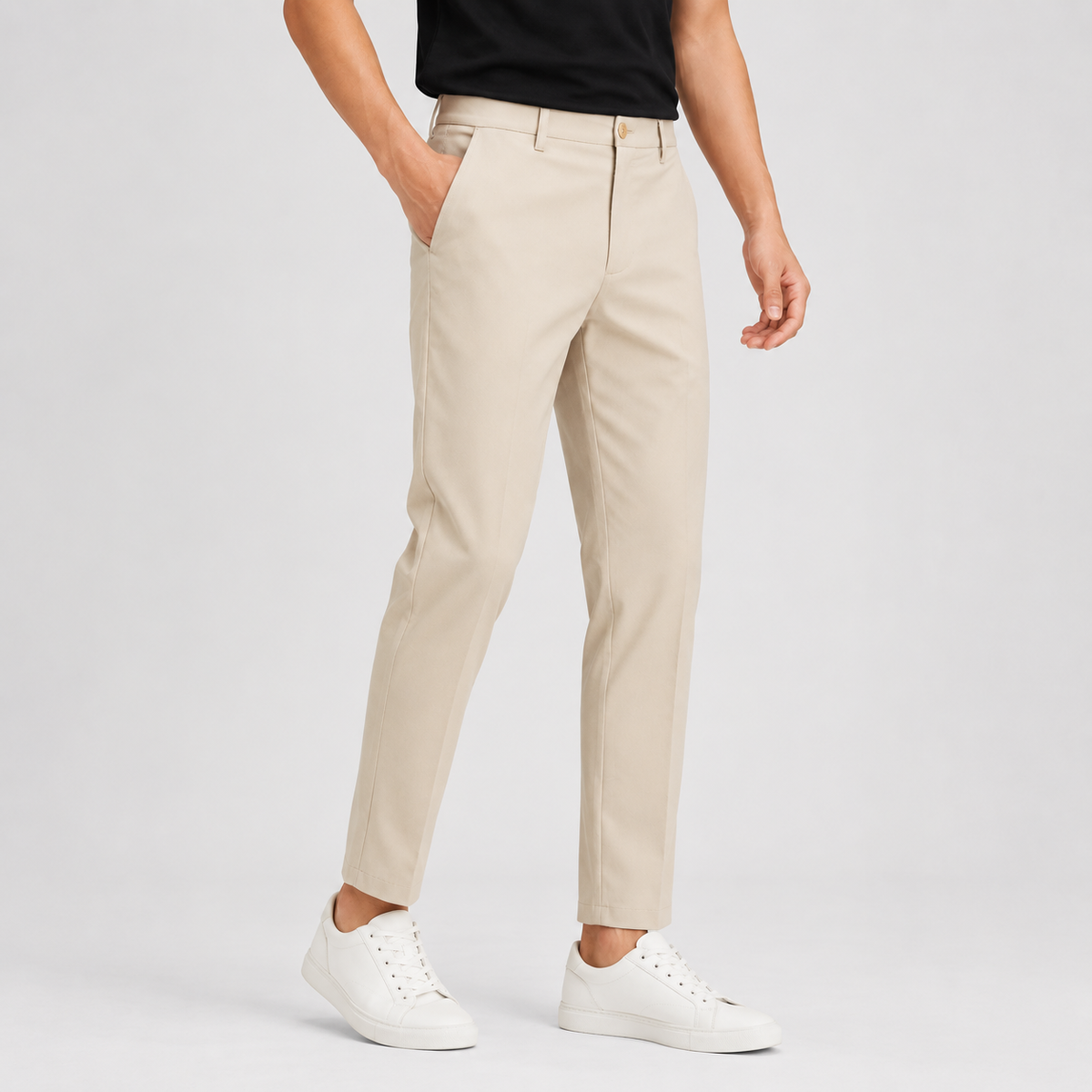 Men's Ankle-Banded Pants - Loose Fit Polyester Trousers