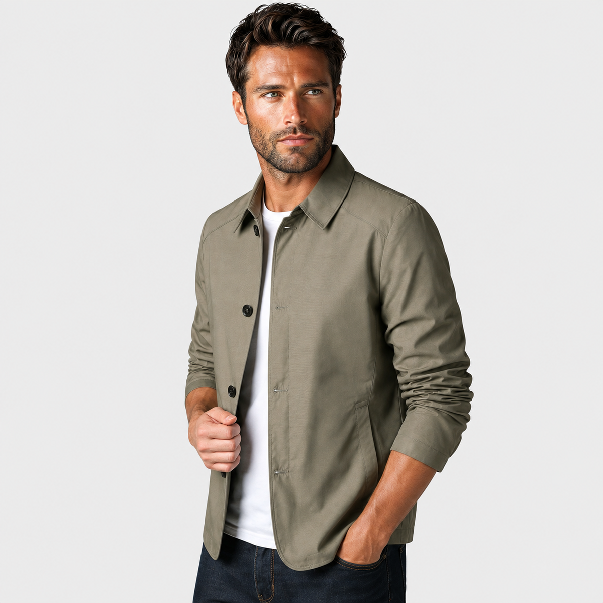 Men's Lapel Jacket - Solid Color Loose Fit Casual Style
