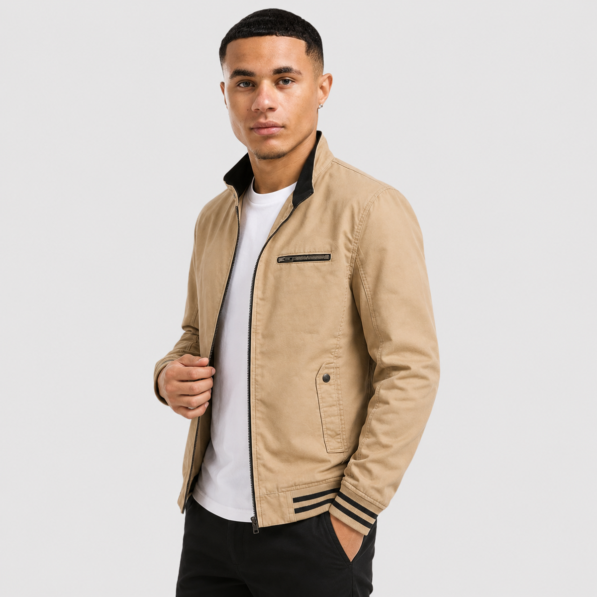 Men's Cotton Jacket - Washed Casual Spring Fall Coat