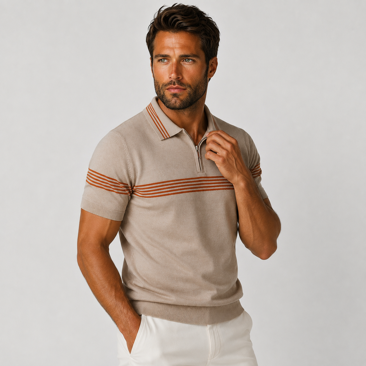 Men's Striped Shirt - Short Sleeve Business Casual Summer