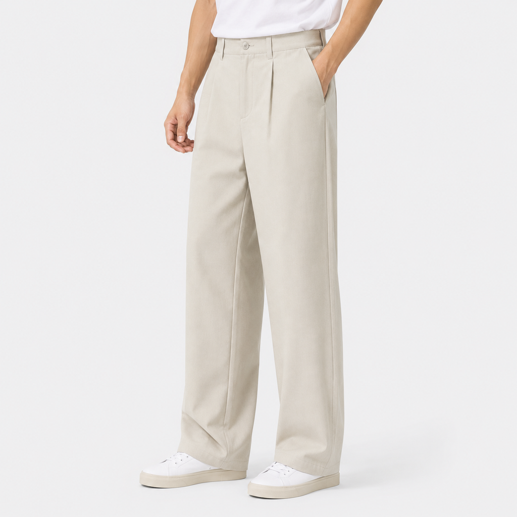 Men's Linen Blend Trousers - Straight Leg Slight Stretch