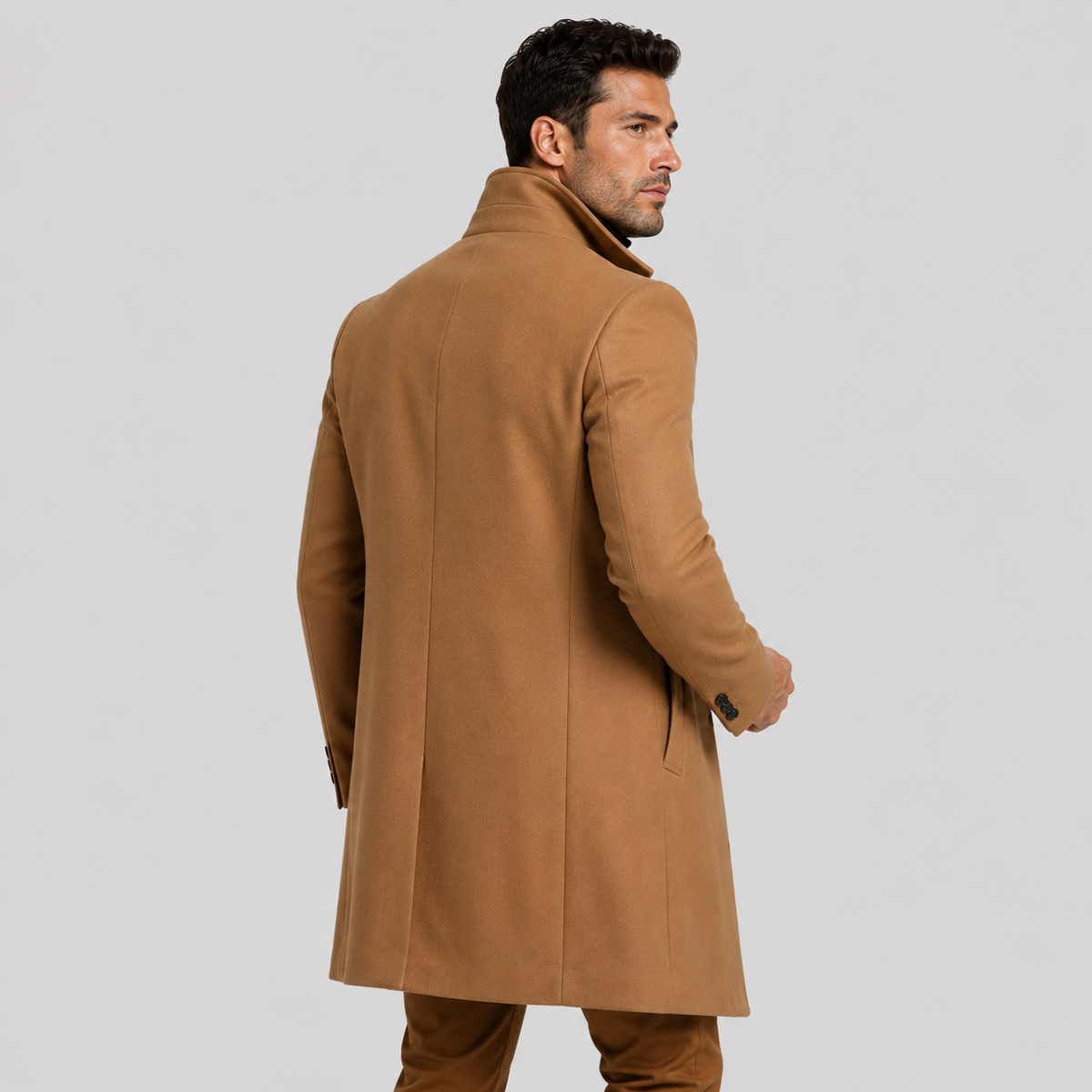 Men's Trench Coat - Mid-Length Single-Breasted Jacket