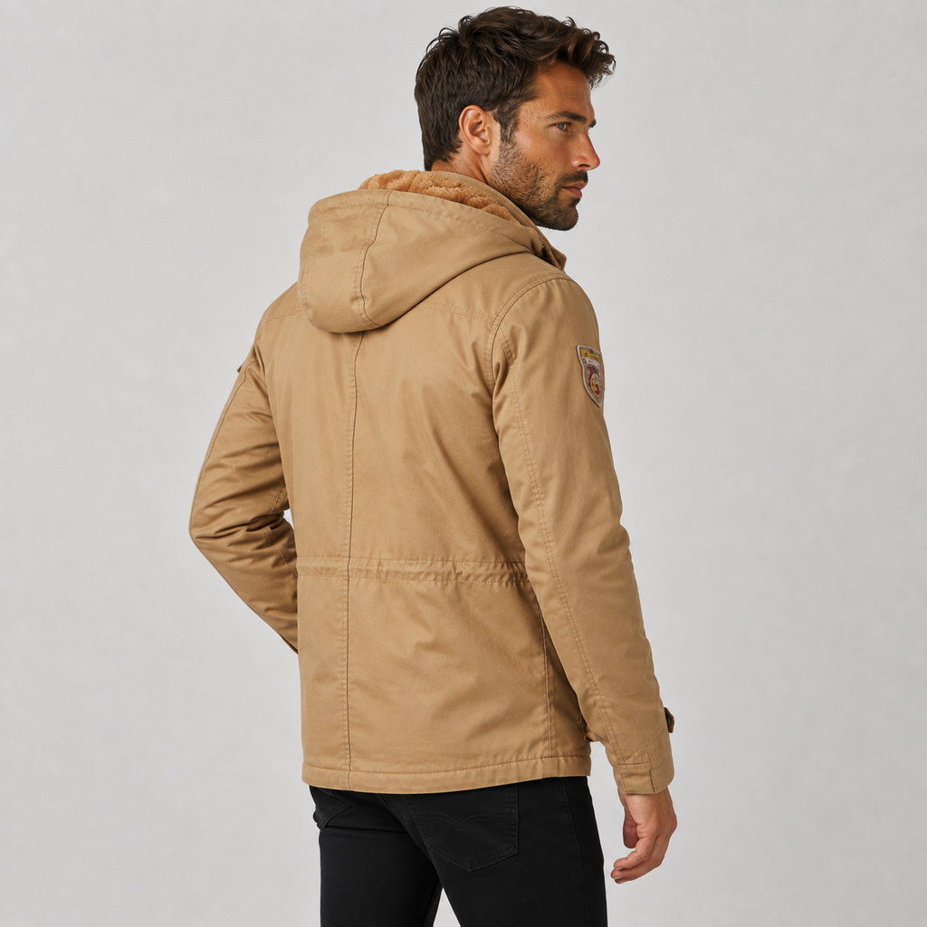 Men's Fleece-Lined Jacket - 100% Cotton Winter Coat