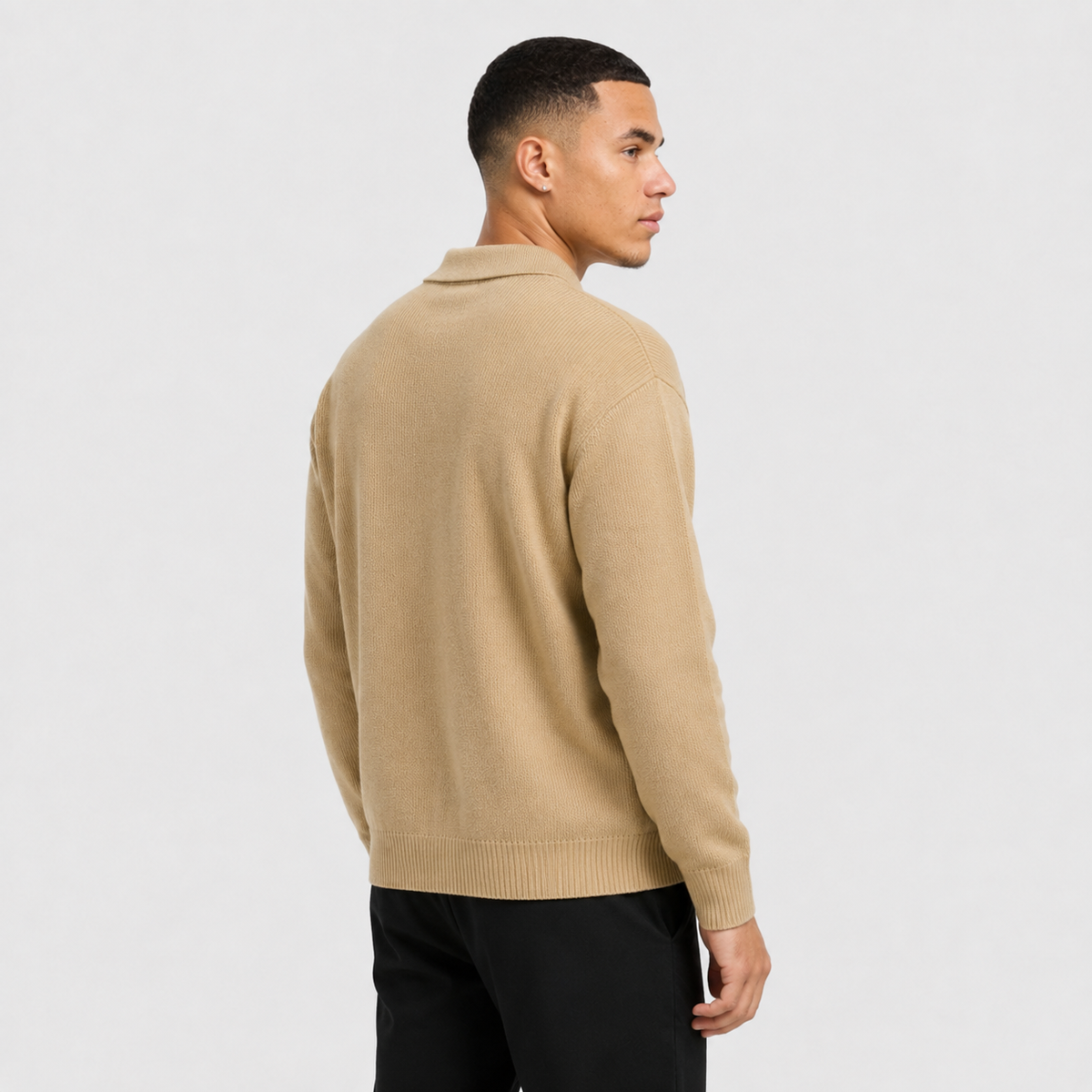 Men's Zip Polo Sweater - Slim Fit Long Sleeve Pullover