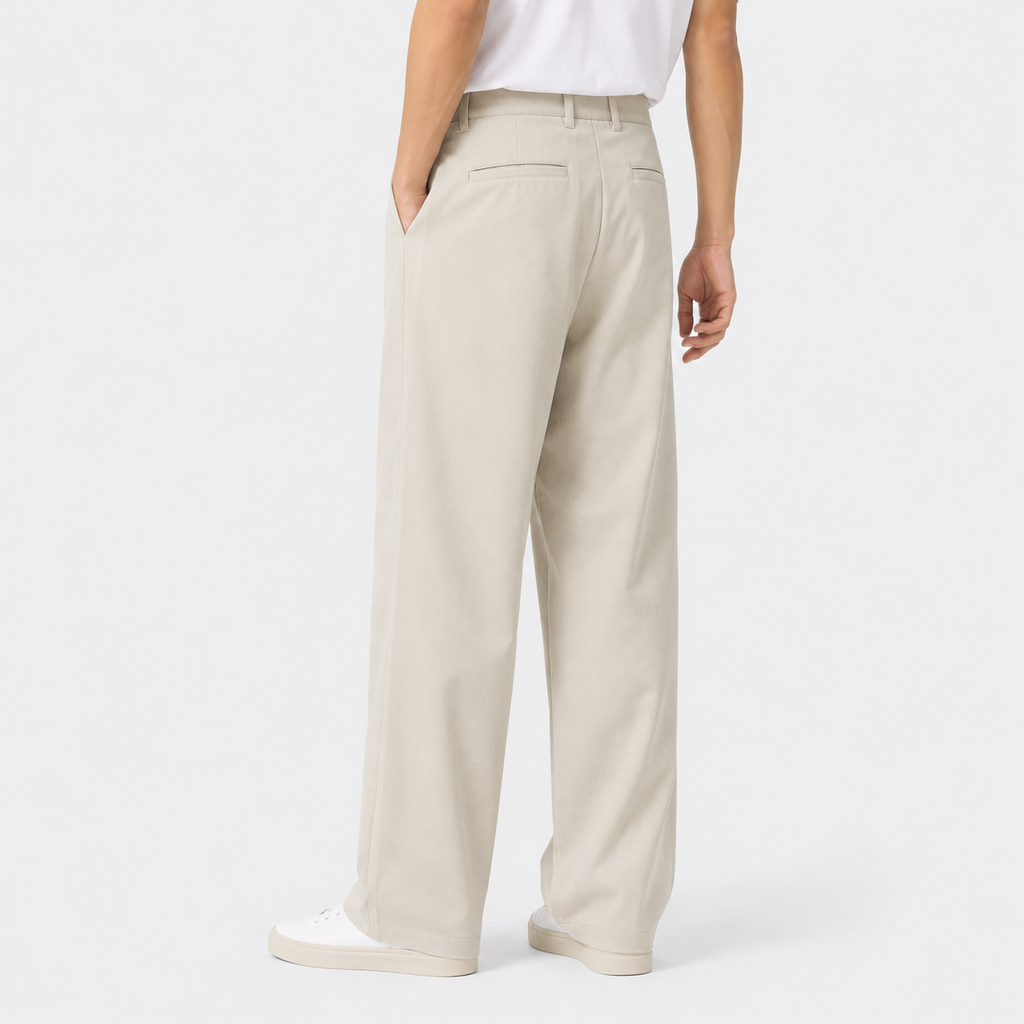 Men's Linen Blend Trousers - Straight Leg Slight Stretch
