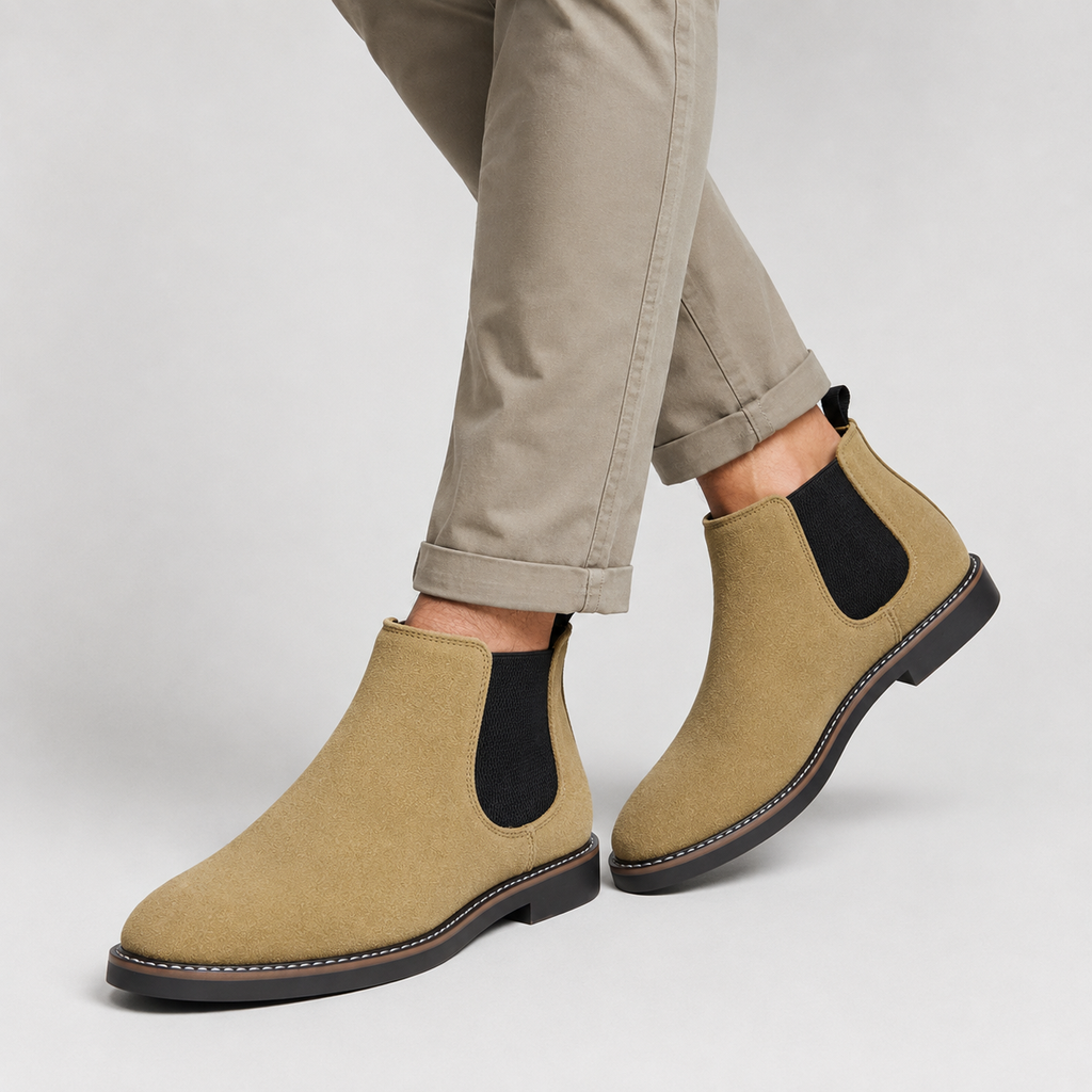 Men's Chelsea Boots - Vintage PU Round Toe Rubber Sole