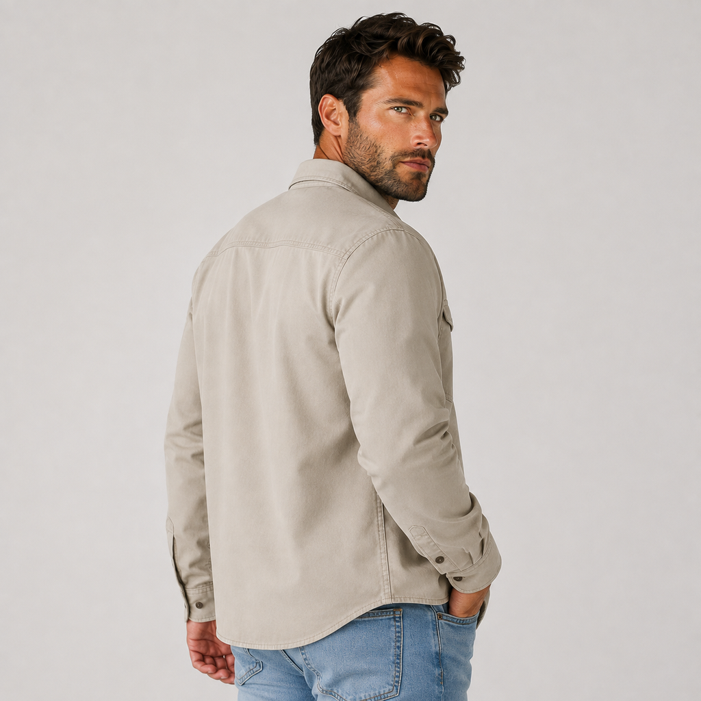 Men's Cotton Shirt - Long Sleeve Slim Fit Winter Shirt